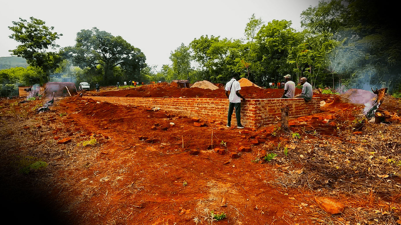 Starting on the foundation building in rural Zimbabwe, Africa